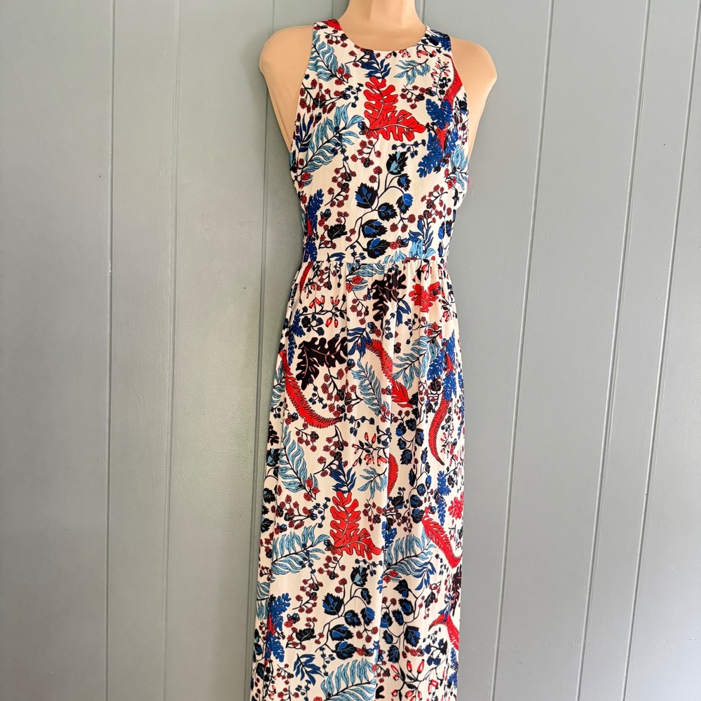CK Bradley Diddle Dress M Floral Halter Maxi NWT Acorn Cream Botanical Summer